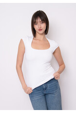 RD Style RD Style - Tiara Rib Rounded Square Neck Bodysuit (White)