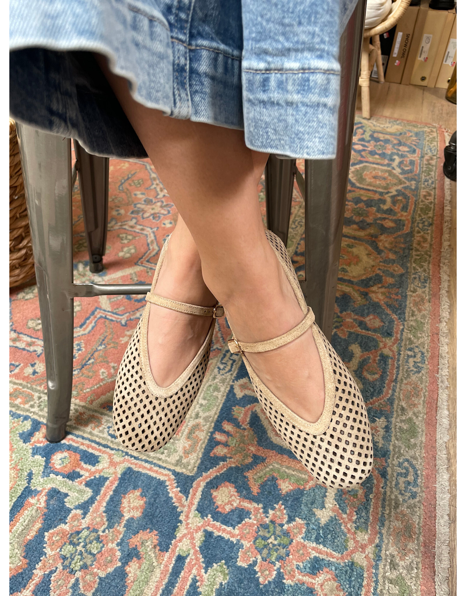 Ateliers Ateliers - Sian Perforated Mary-Jane Flat (Sand)