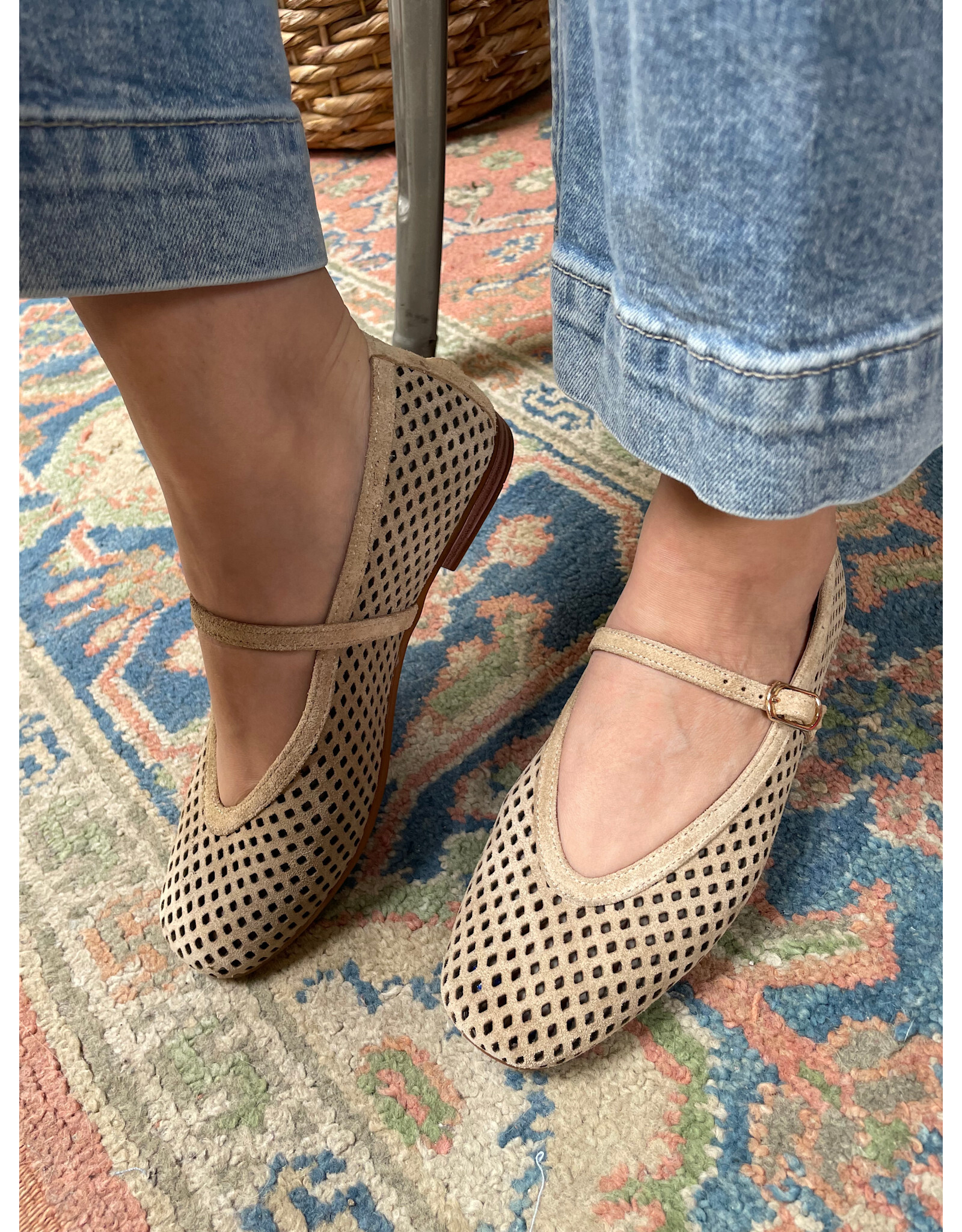 Ateliers Ateliers - Sian Perforated Mary-Jane Flat (Sand)