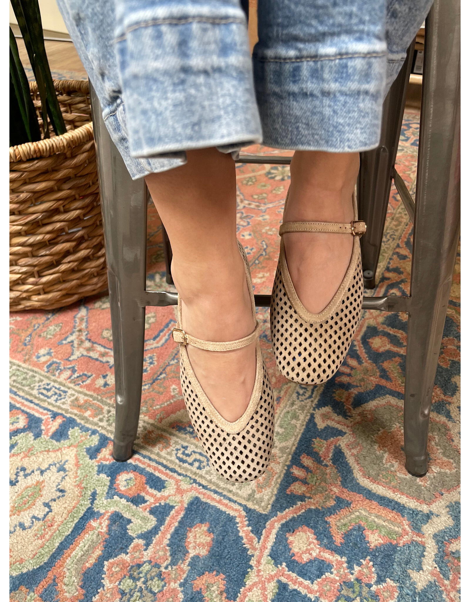 Ateliers Ateliers - Sian Perforated Mary-Jane Flat (Sand)