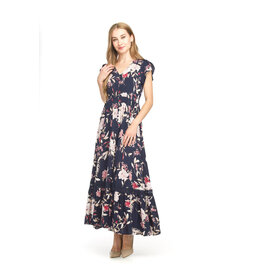 Papillon Papillon - Floral short sleeve maxi dress (Navy)