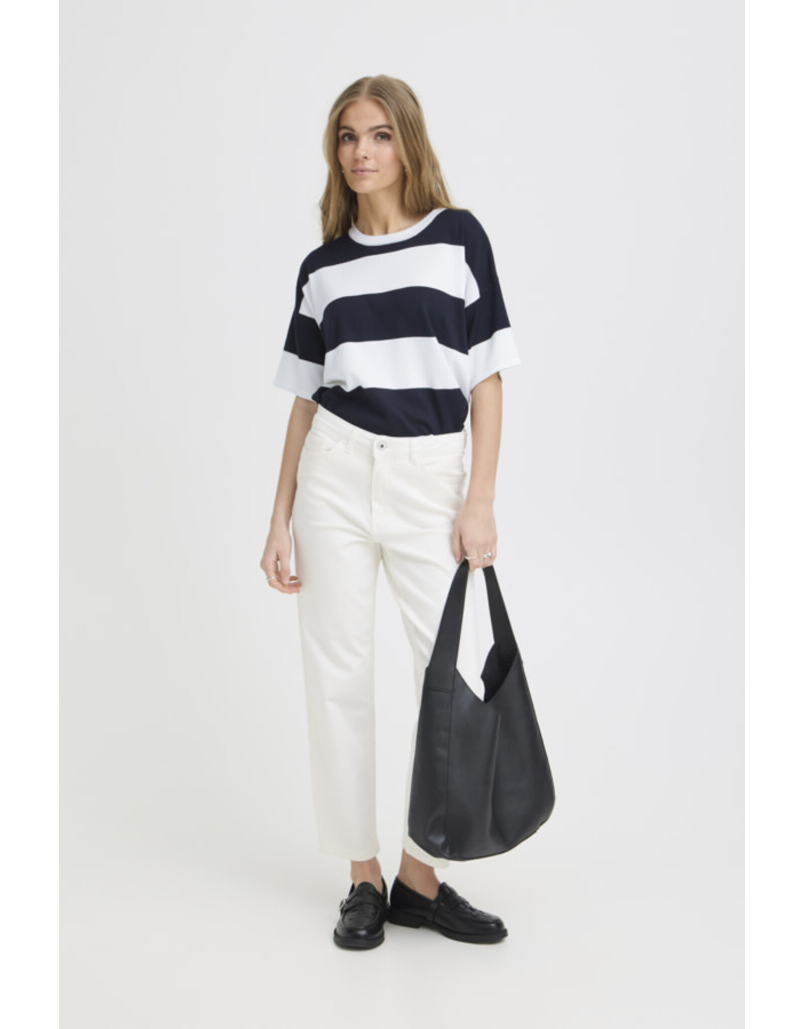 ICHI ICHI - Luls Wide Stripe Pullover (Off White / Navy)