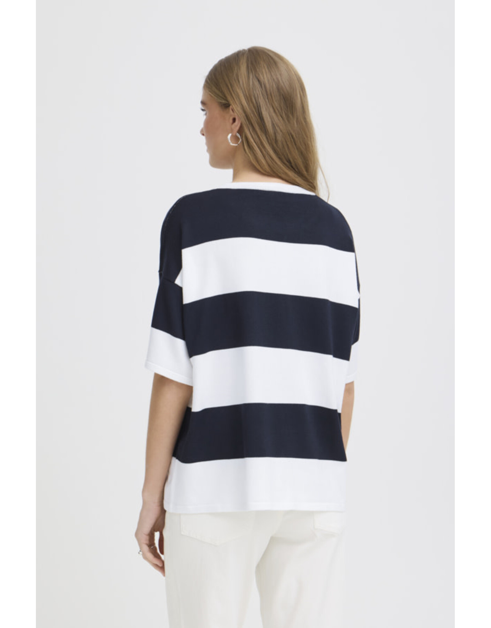 ICHI ICHI - Luls Wide Stripe Pullover (Off White / Navy)