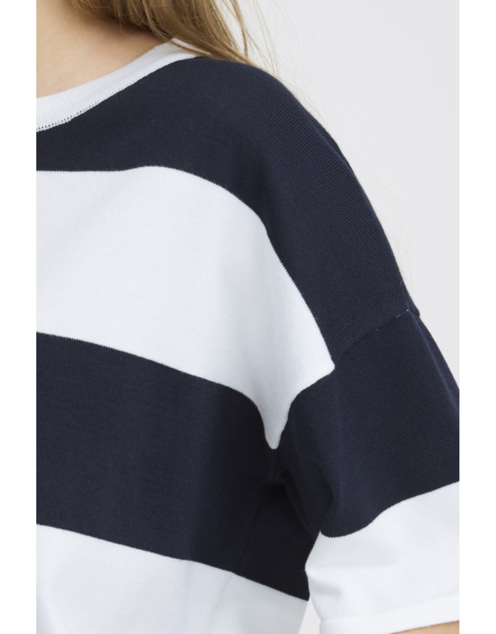 ICHI ICHI - Luls Wide Stripe Pullover (Off White / Navy)