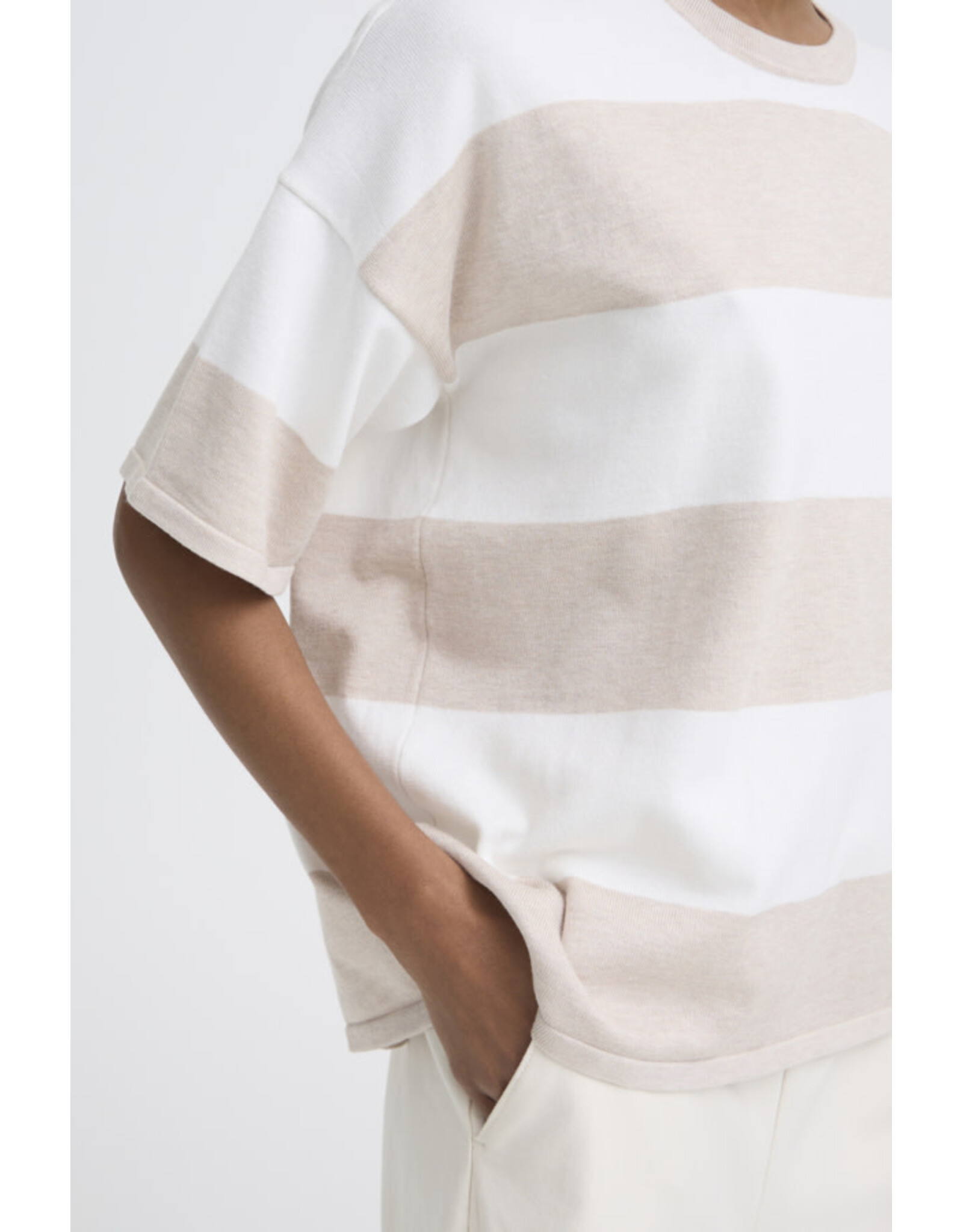 ICHI ICHI - Luls Wide Stripe Pullover (Off White / Oatmeal)