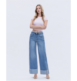 VERVET VERVET - High Rise Medium Wash Cuffed Wide Jeans (Adore You)