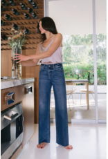 VERVET VERVET - High Rise Dark Wash Clean Cut Raw Hem Wide Jeans (Ingenuously)