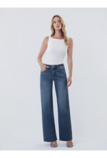 VERVET VERVET - High Rise Dark Wash Clean Cut Raw Hem Wide Jeans (Ingenuously)