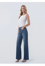 VERVET VERVET - High Rise Dark Wash Clean Cut Raw Hem Wide Jeans (Ingenuously)