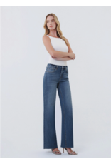 VERVET VERVET - High Rise Dark Wash Clean Cut Raw Hem Wide Jeans (Ingenuously)