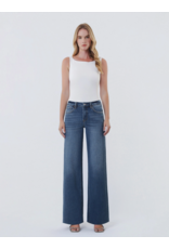 VERVET VERVET - High Rise Dark Wash Clean Cut Raw Hem Wide Jeans (Ingenuously)