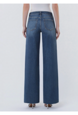 VERVET VERVET - High Rise Dark Wash Clean Cut Raw Hem Wide Jeans (Ingenuously)