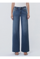 VERVET VERVET - High Rise Dark Wash Clean Cut Raw Hem Wide Jeans (Ingenuously)