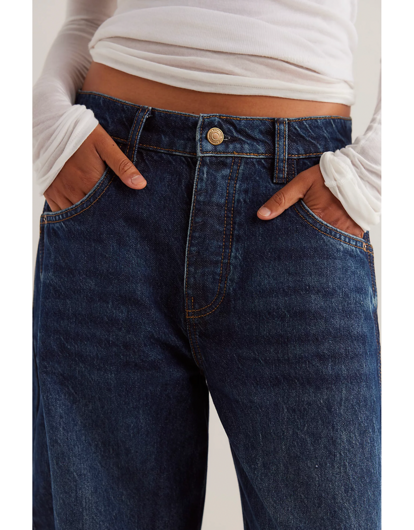 Free people Free People - Good Luck Midrise Barrel Jean (Deep End)