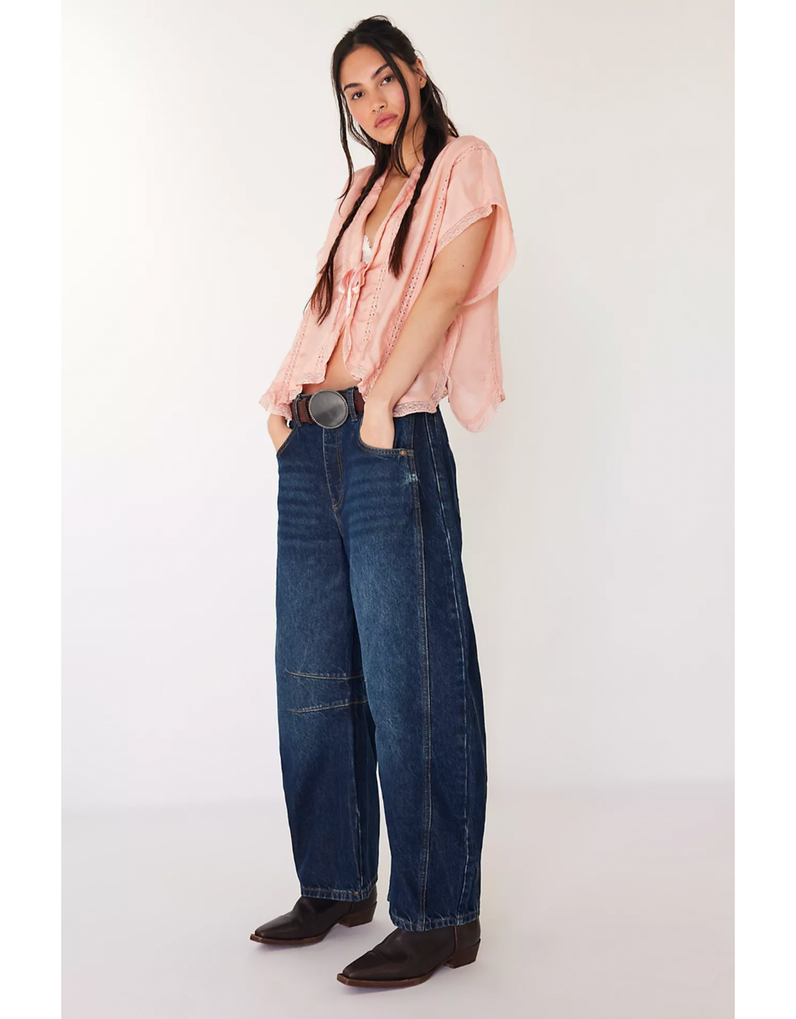 Free people Free People - Good Luck Midrise Barrel Jean (Deep End)