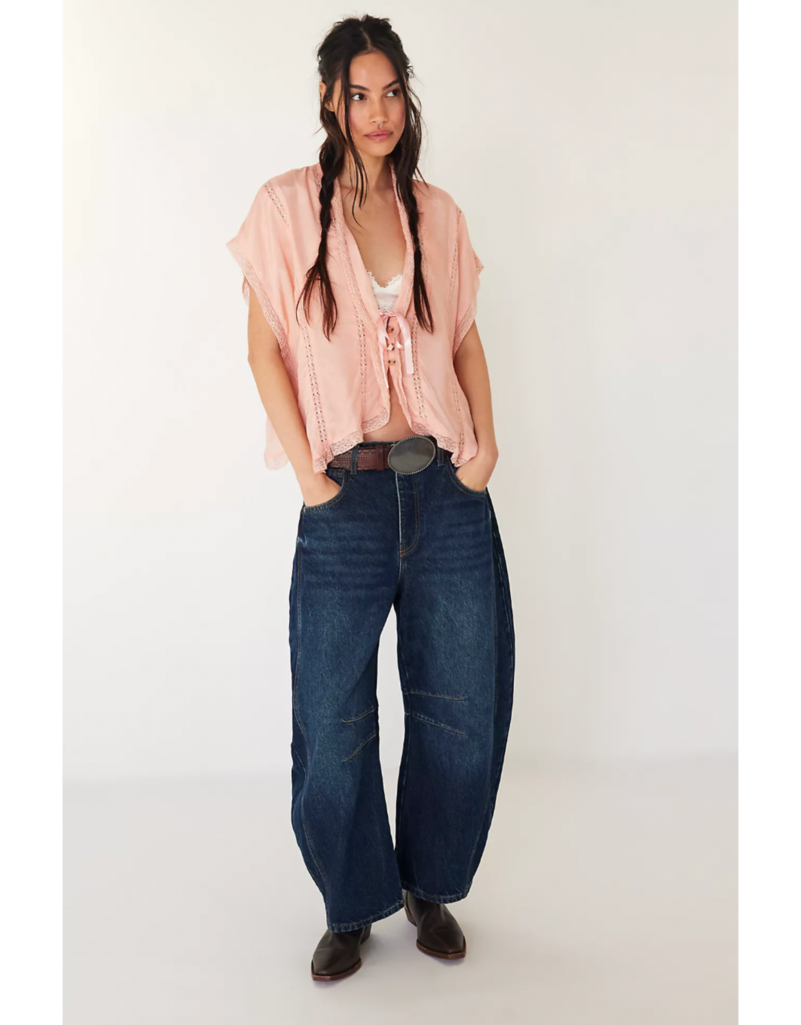 Free people Free People - Good Luck Midrise Barrel Jean (Deep End)