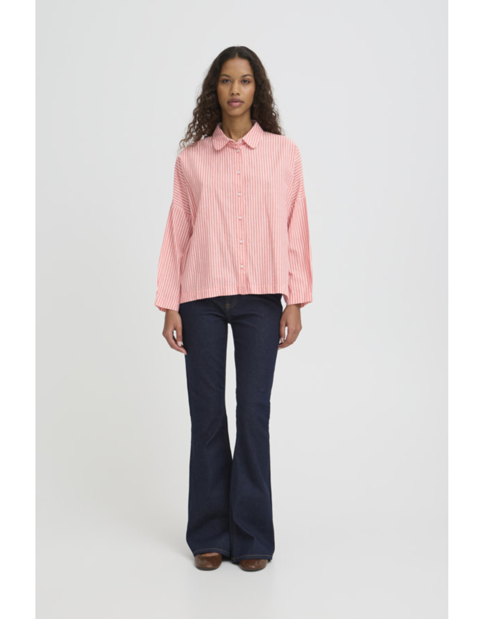 ICHI ICHI - Giley Striped Button Up (Birch / Pink)