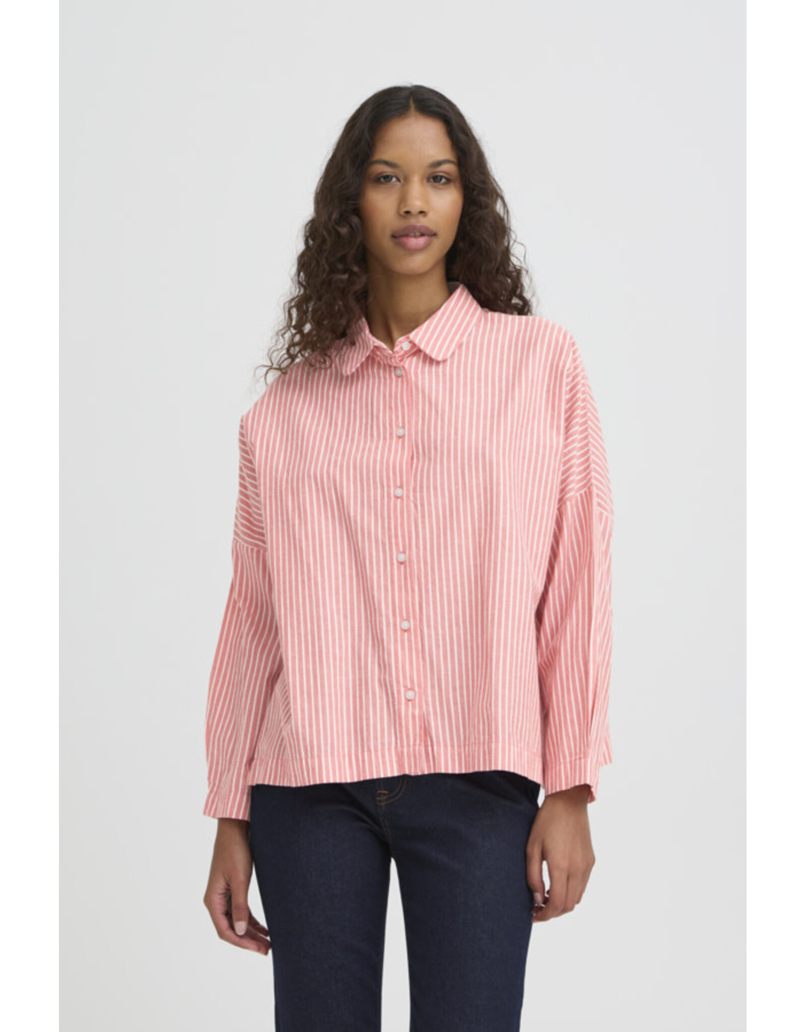 ICHI ICHI - Giley Striped Button Up (Birch / Pink)