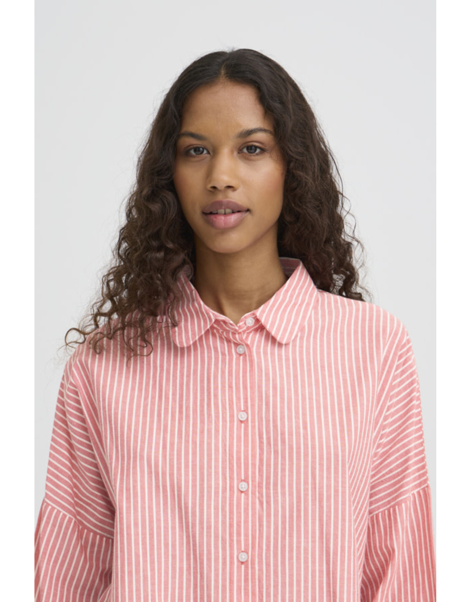 ICHI ICHI - Giley Striped Button Up (Birch / Pink)