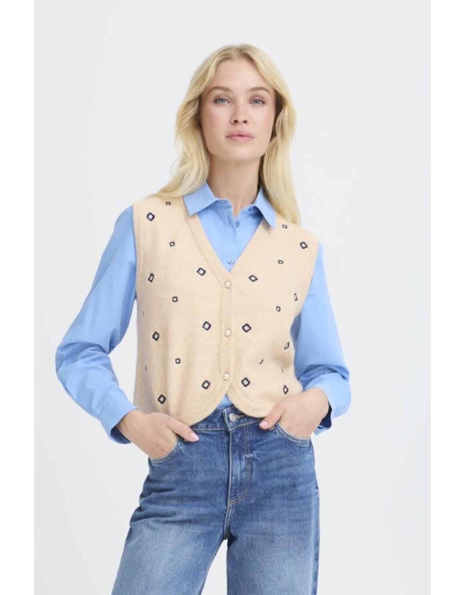 b.young b.young - Nadika Embroidered Vest (Oyster)