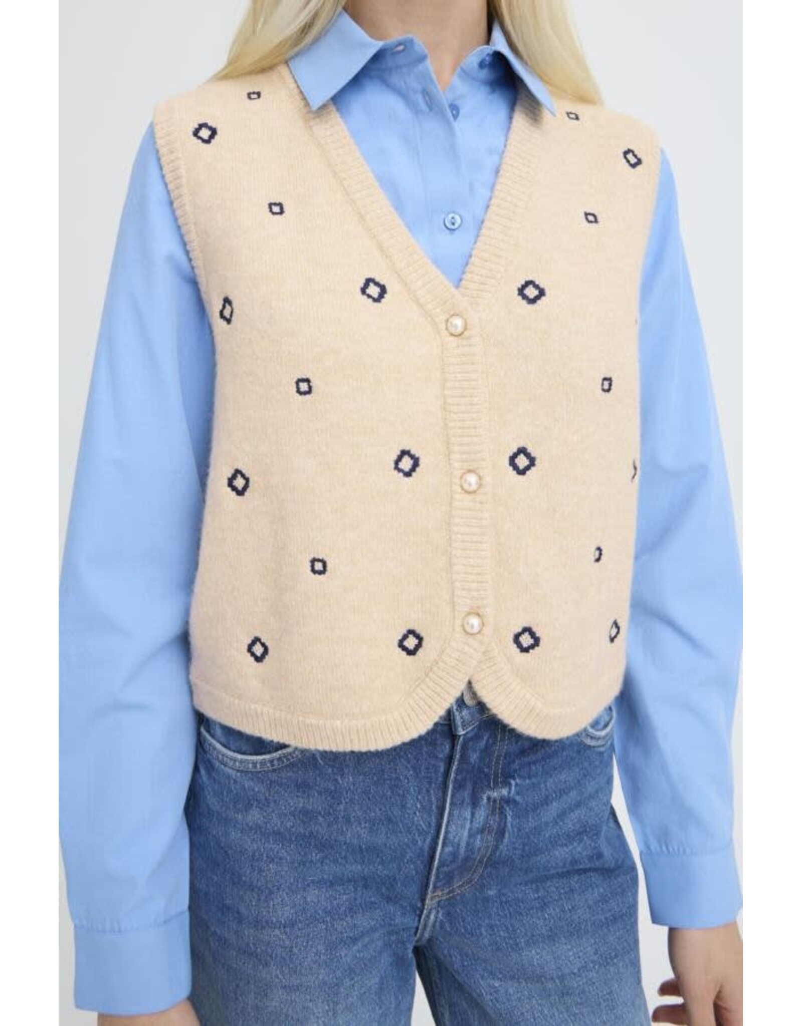 b.young b.young - Nadika Embroidered Vest (Oyster)