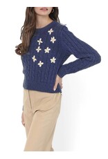Sadie & Sage Sadie & Sage - Lulu Embroidered Daisy Sweater (Navy)