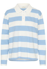 Kaffe Kaffe - Miala Long Sleeve Polo Shirt (Chalk / Powder Blue)