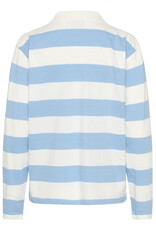 Kaffe Kaffe - Miala Long Sleeve Polo Shirt (Chalk / Powder Blue)