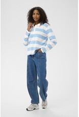 Kaffe Kaffe - Miala Long Sleeve Polo Shirt (Chalk / Powder Blue)