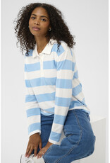 Kaffe Kaffe - Miala Long Sleeve Polo Shirt (Chalk / Powder Blue)