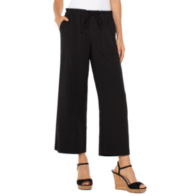 Liverpool Liverpool - Pull-on Tie Waist Wide Leg Ankle Pants (Black)