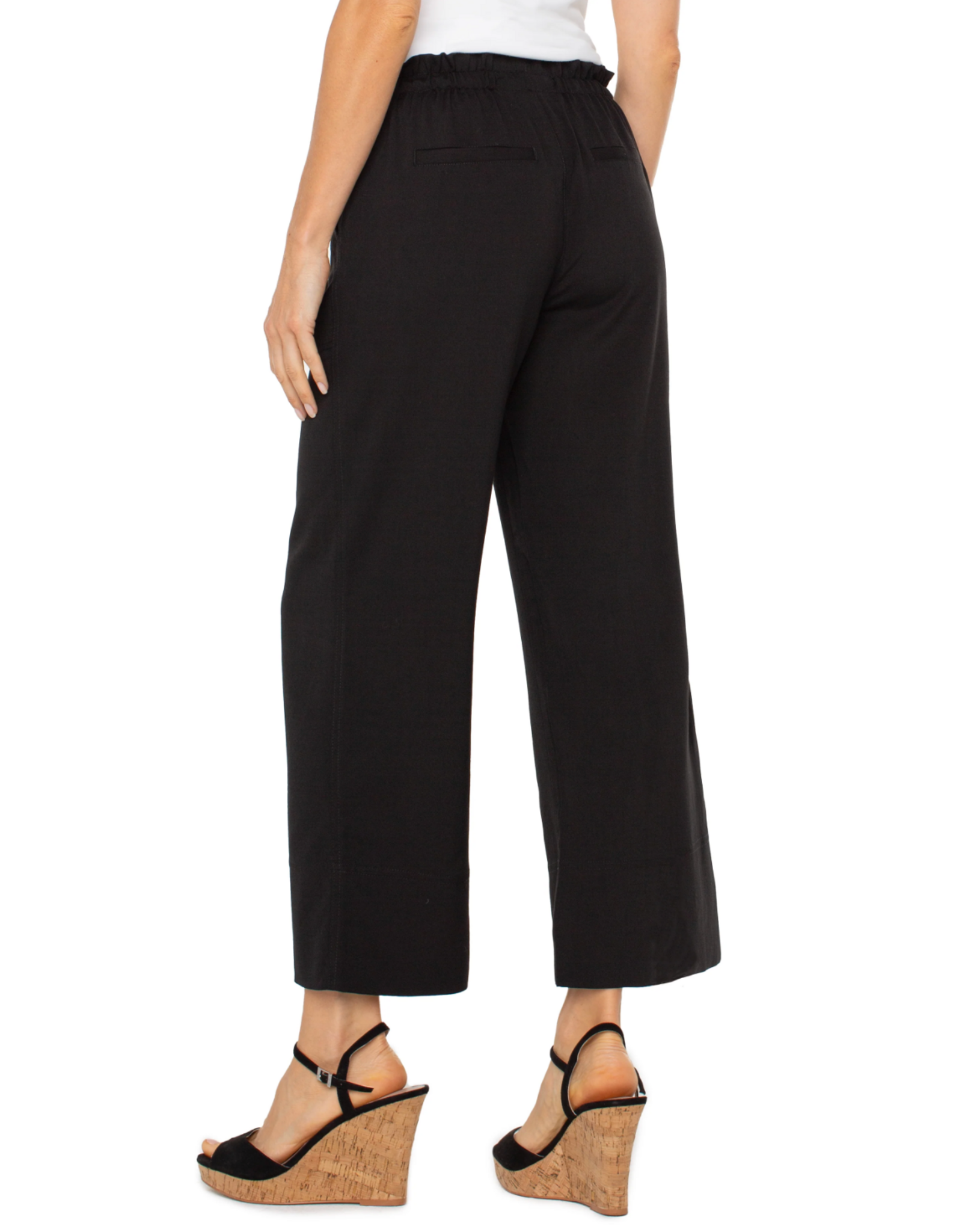 Liverpool Liverpool - Pull-on Tie Waist Wide Leg Ankle Pants (Black)