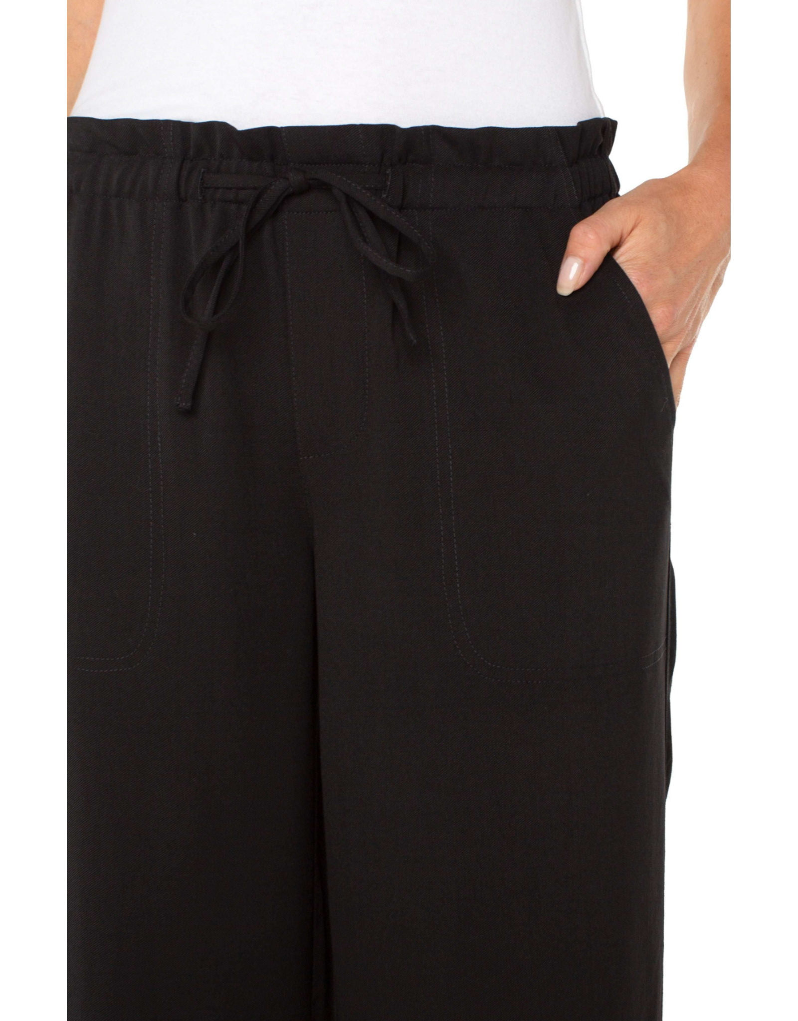 Liverpool Liverpool - Pull-on Tie Waist Wide Leg Ankle Pants (Black)