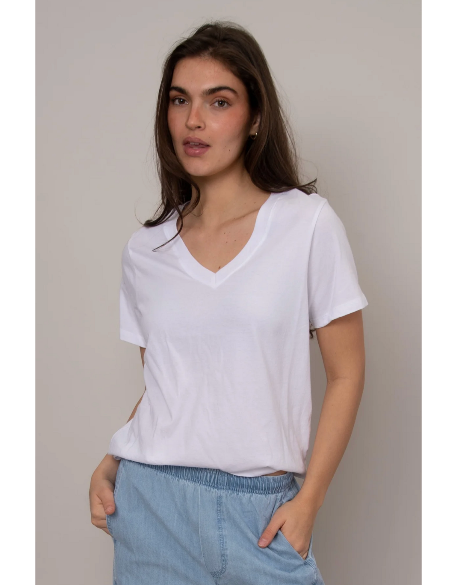 RD Style RD Style - Milla Short Sleeve V Neck Tee (White)