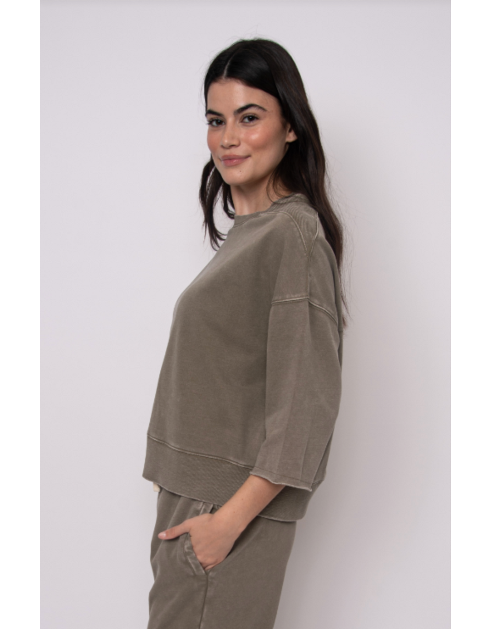 RD Style RD Style - Brie French Terry Short Sleeve Top (Smokey Olive)