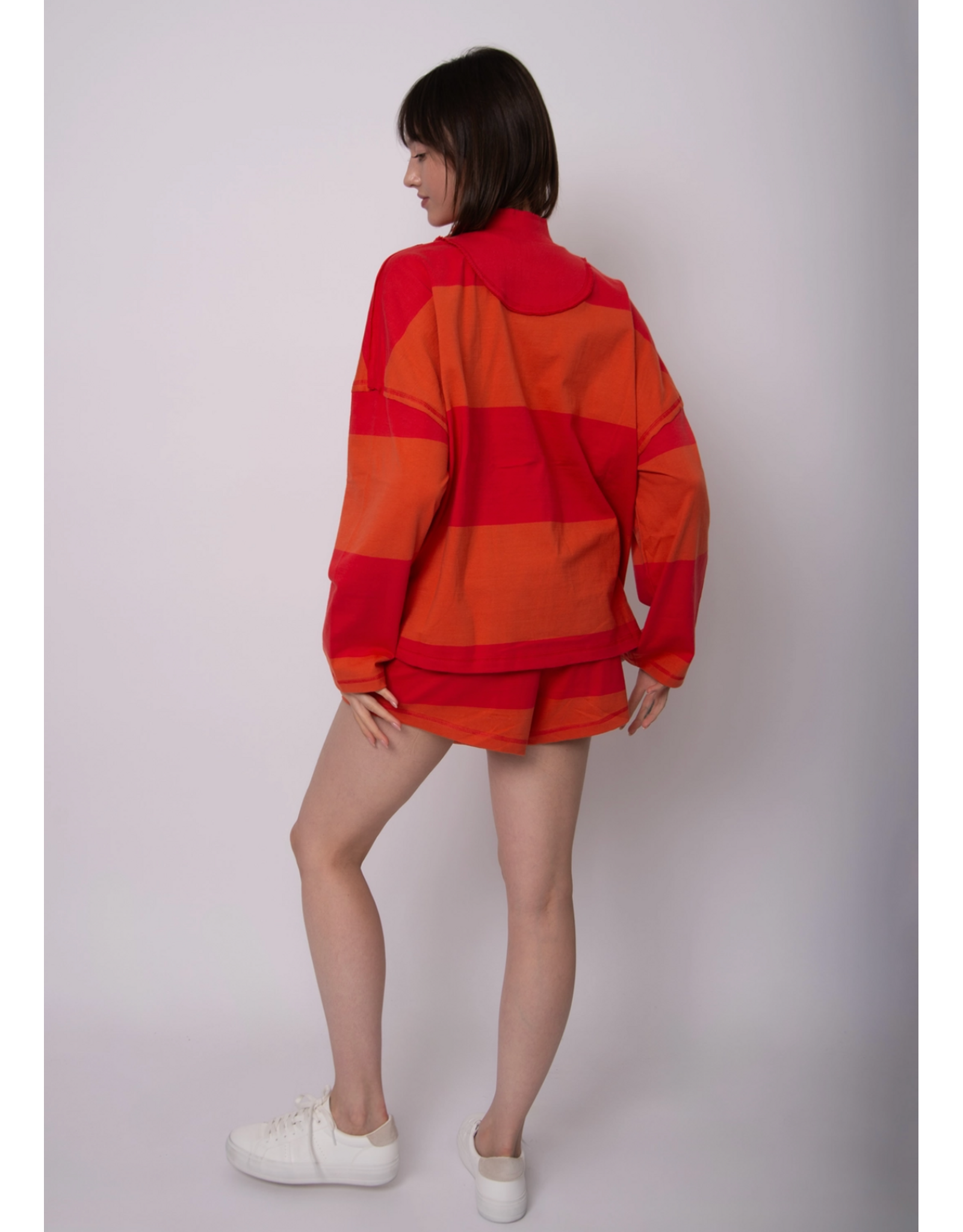 RD Style RD Style - Camille Stripe Half Zip Top (Cherry)