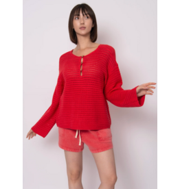 RD Style RD Style - Moana Long Sleeve Henley Neck Pullover (Cherry)