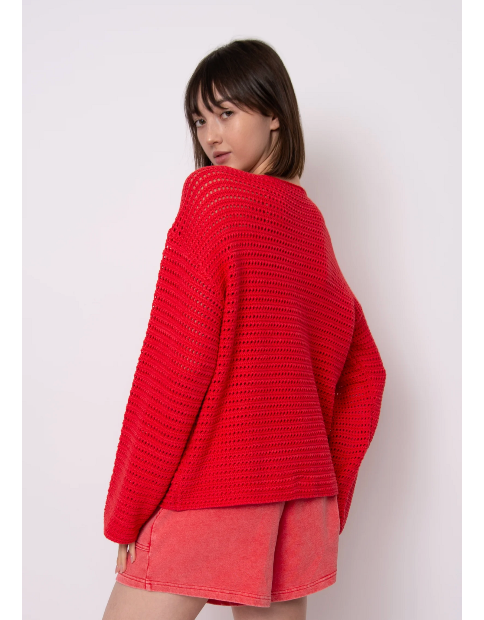 RD Style RD Style - Moana Long Sleeve Henley Neck Pullover (Cherry)