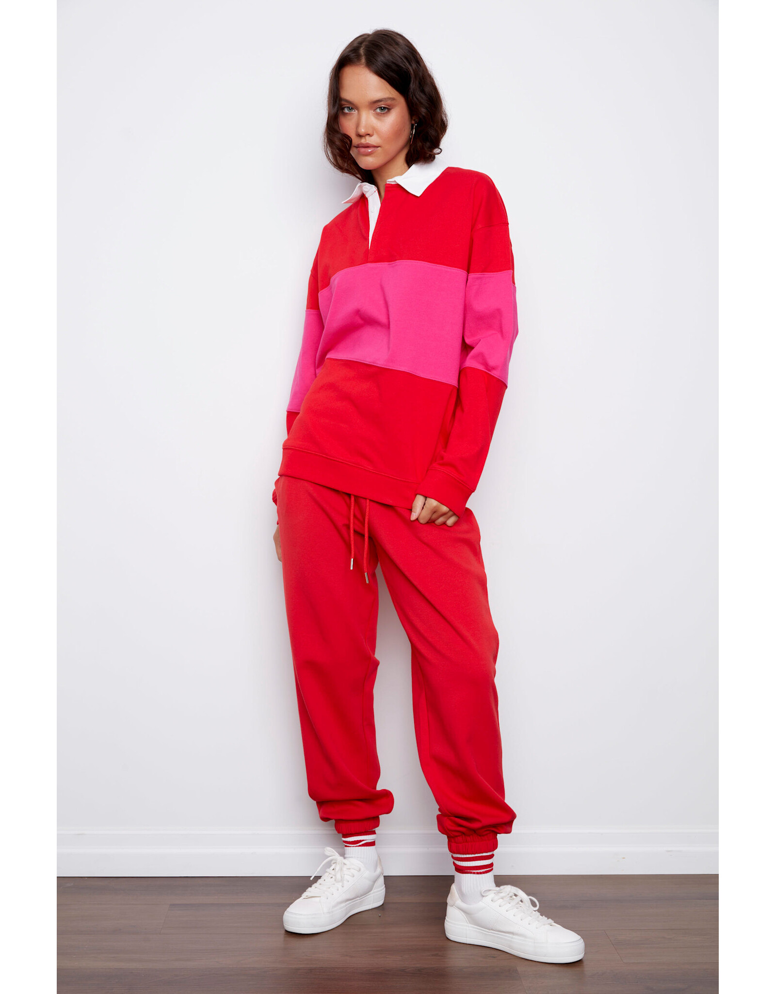 RD Style RD Style - Esther Cotton Soft Knit Long Sleeve Polo (Rouge Magenta)