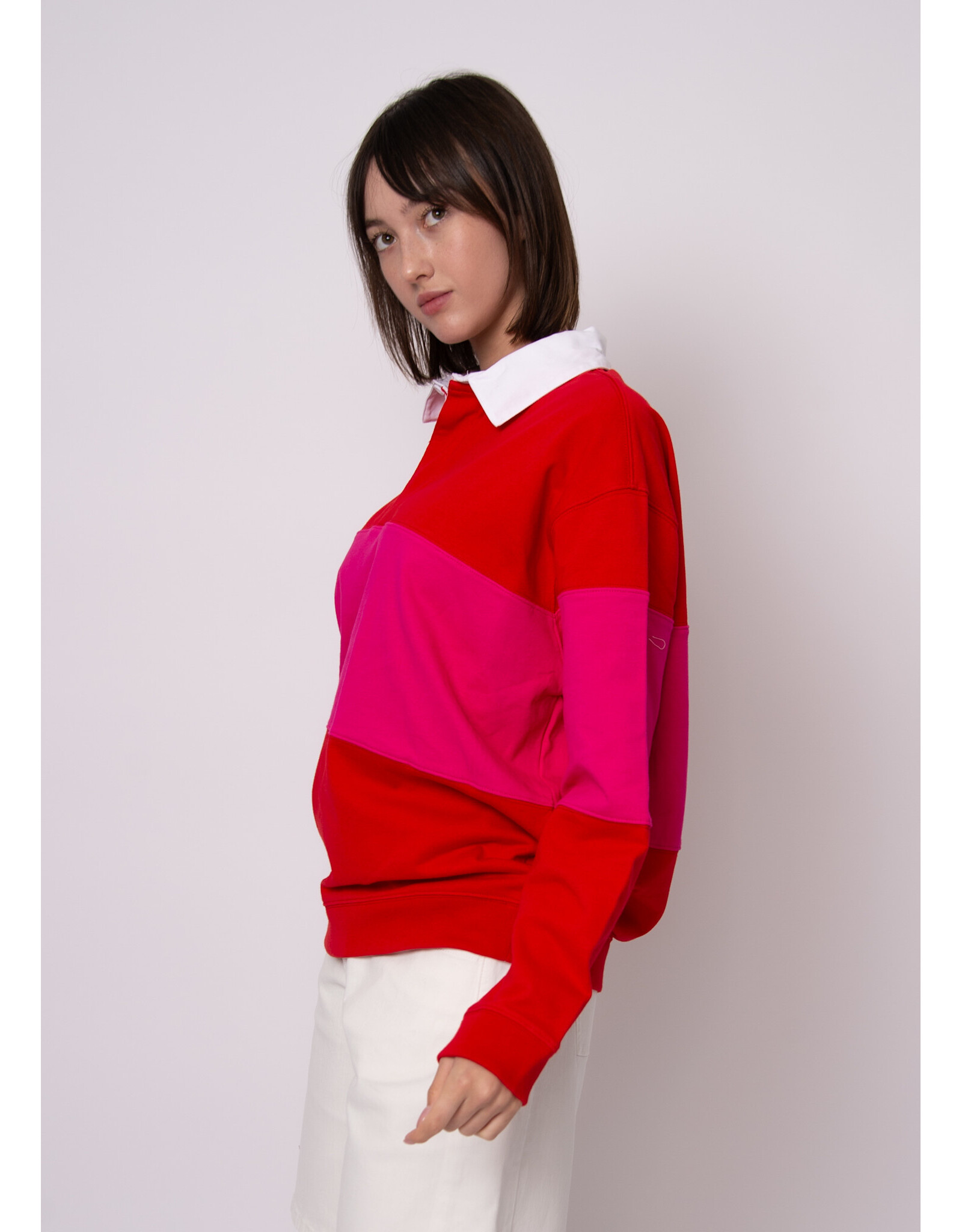 RD Style RD Style - Esther Cotton Soft Knit Long Sleeve Polo (Rouge Magenta)