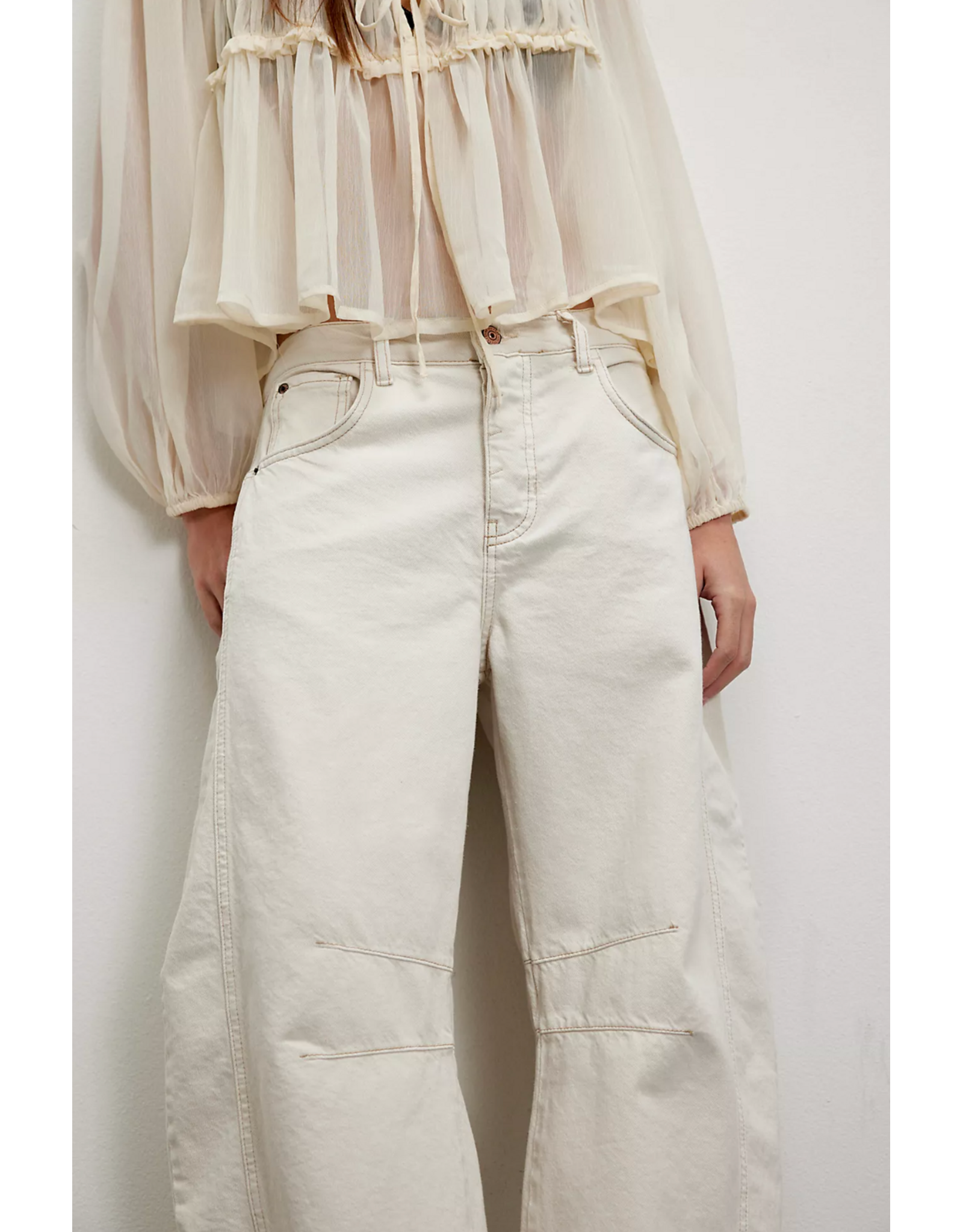 Free people Free People - Good Luck Midrise Barrel Jean (Milk)