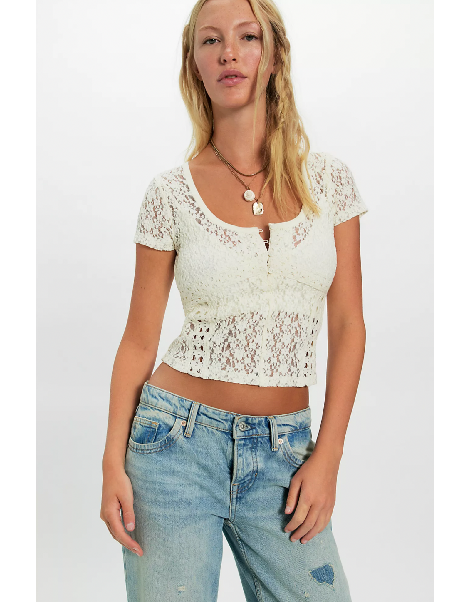 Free people Free People - Claro Lace Tee (Whisper White)