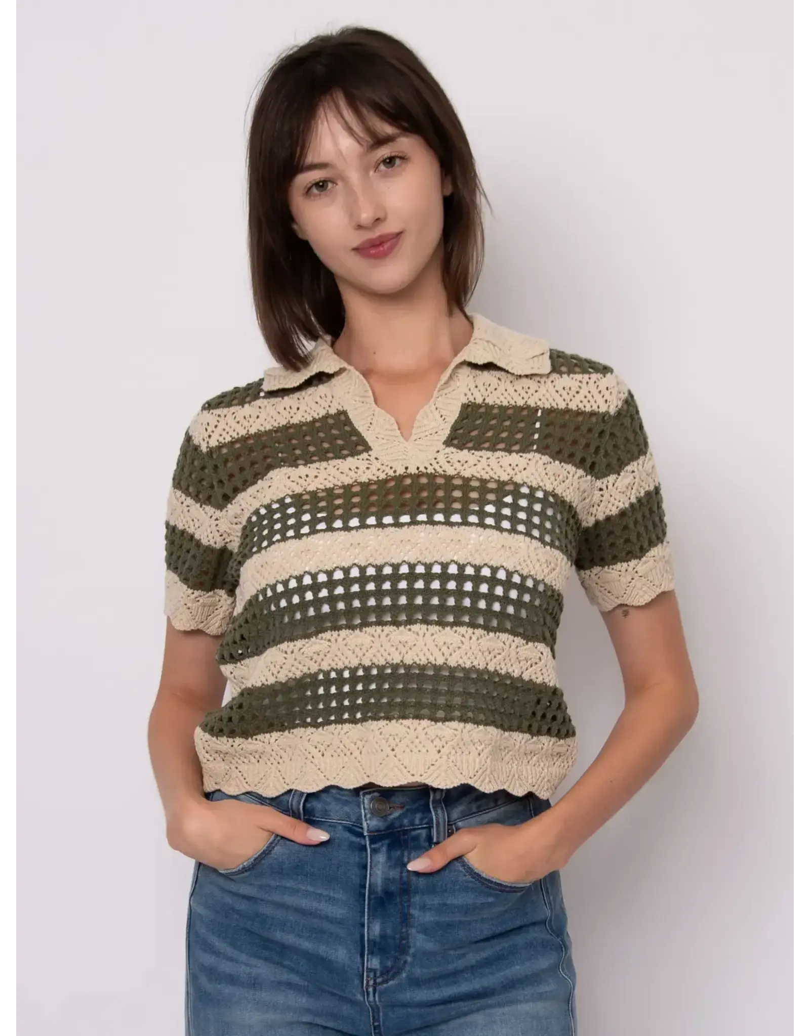 RD Style RD Style - Della Short Sleeve Johnny (Cream/Olive)
