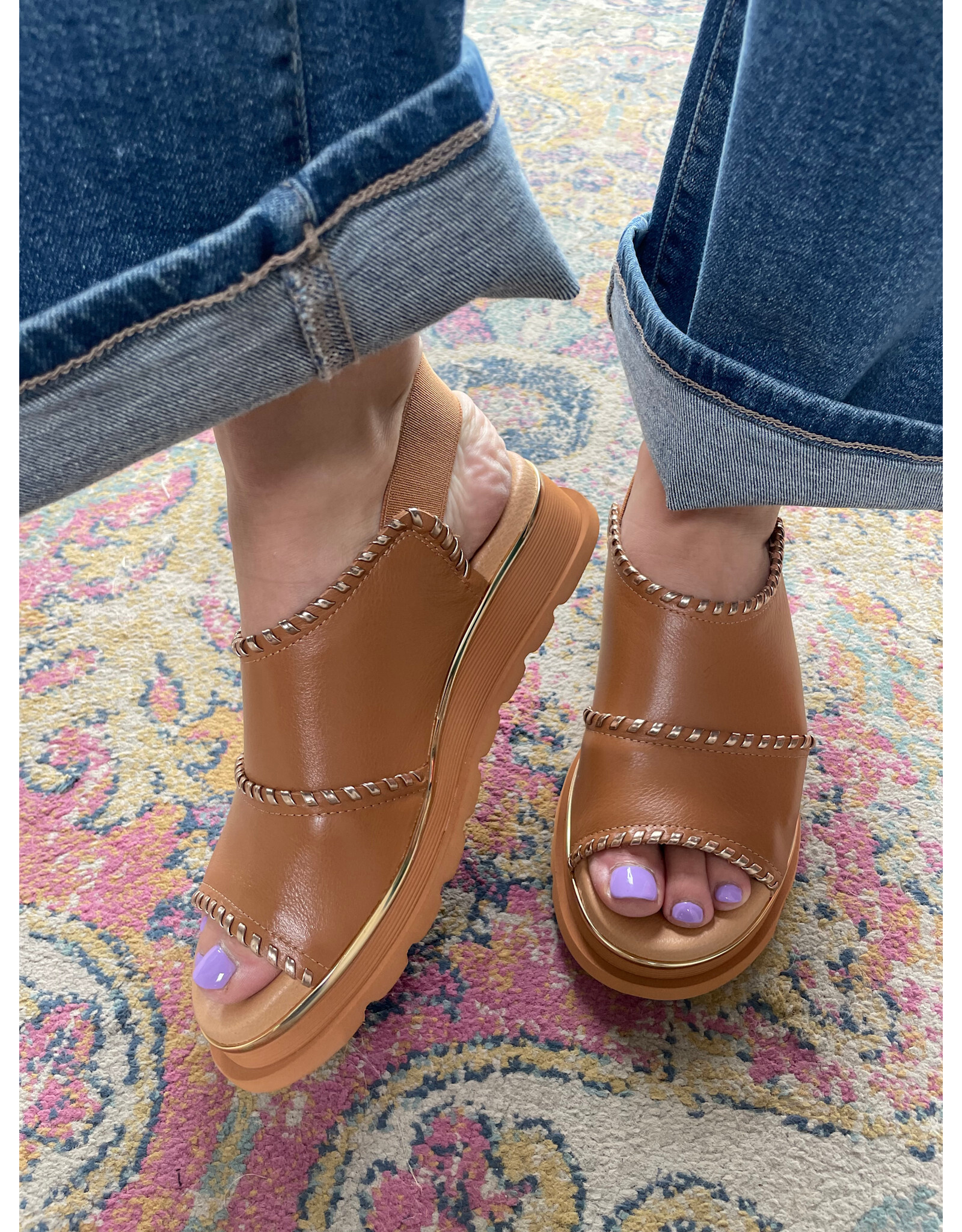 Django and Juliette Django & Juliette - Carlenet Leather Sandal (Dark Tan - Champagne)