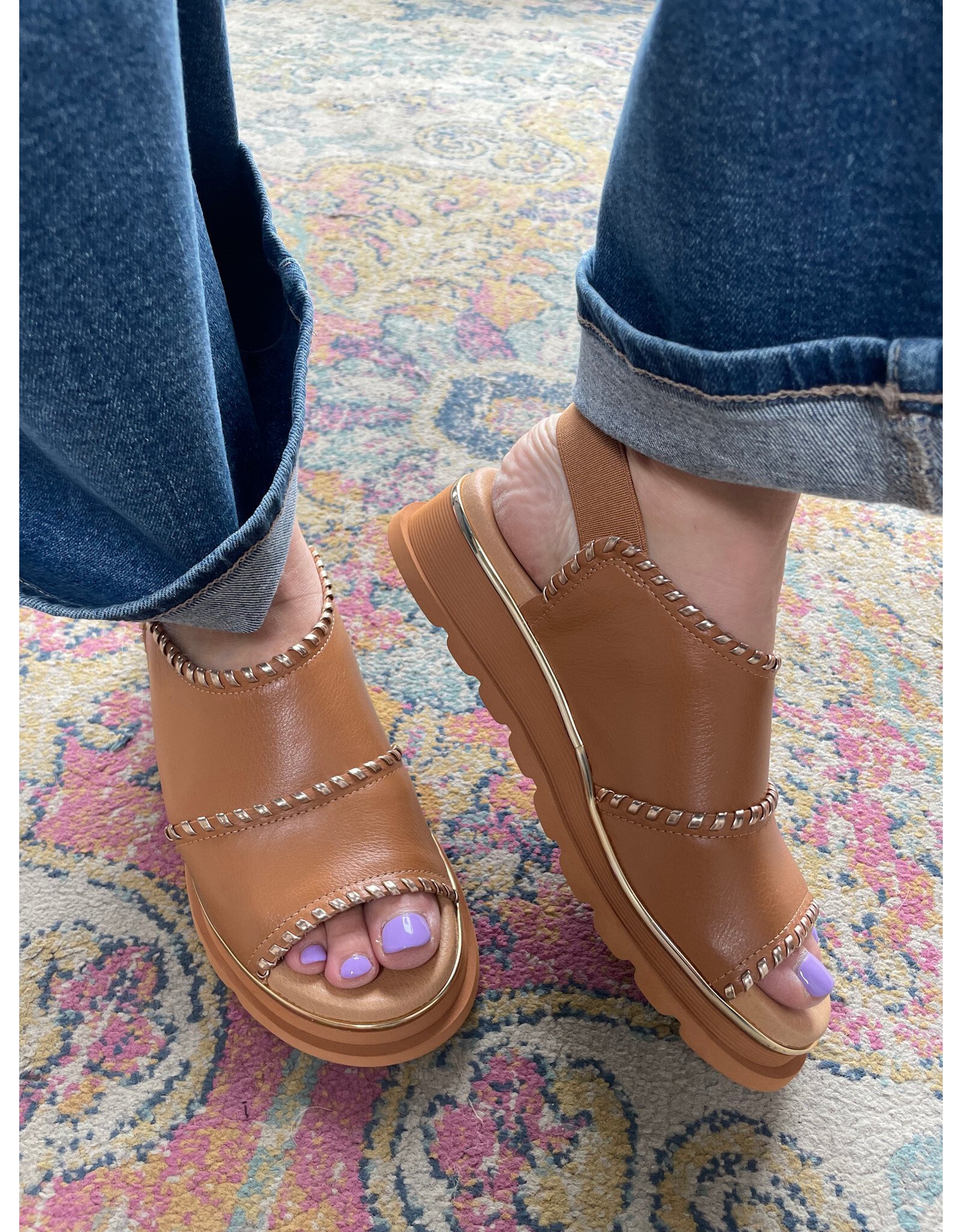 Django and Juliette Django & Juliette - Carlenet Leather Sandal (Dark Tan - Champagne)