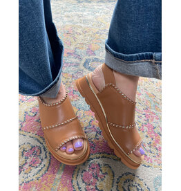 Django and Juliette Django & Juliette - Carlenet Leather Sandal (Dark Tan - Champagne)