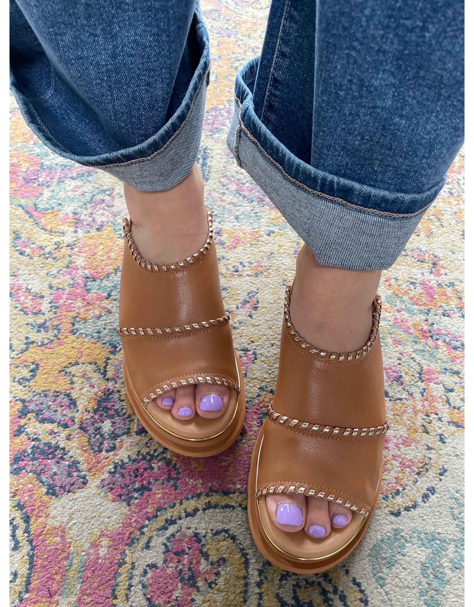 Django and Juliette Django & Juliette - Carlenet Leather Sandal (Dark Tan - Champagne)