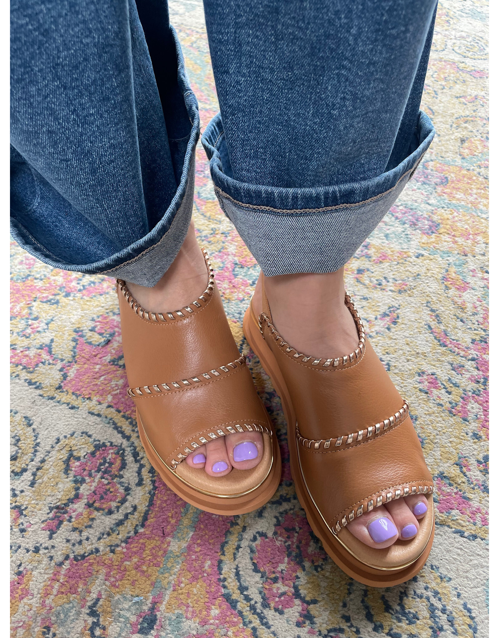 Django and Juliette Django & Juliette - Carlenet Leather Sandal (Dark Tan - Champagne)