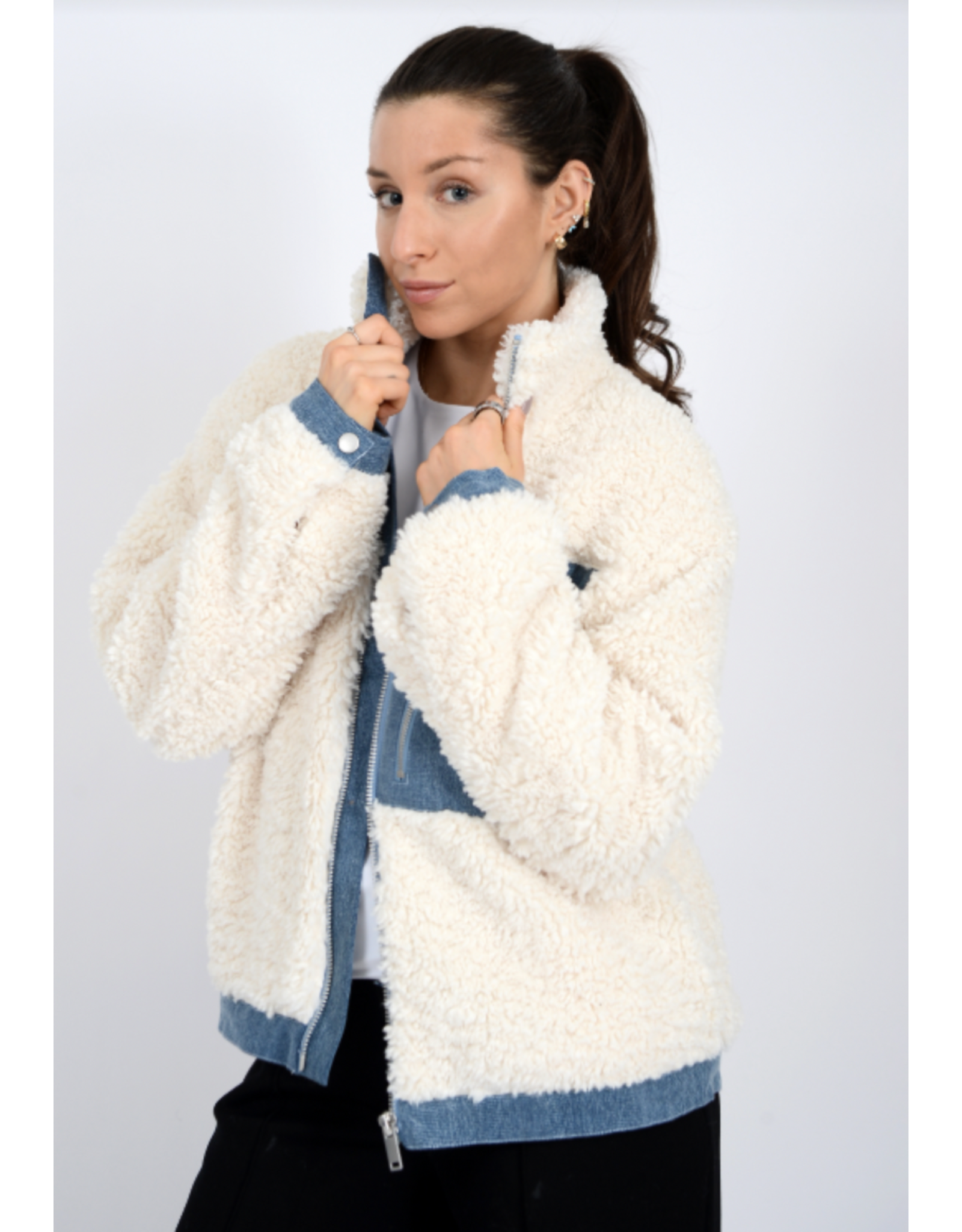 RD Style RD Style - Paddy Zip Front Sherpa (Cream / Denim)