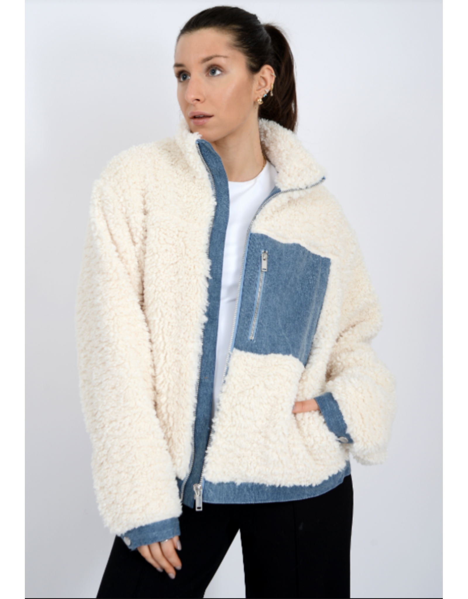 RD Style RD Style - Paddy Zip Front Sherpa (Cream / Denim)
